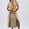 Button single Slit Long Skirt