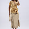Button single Slit Long Skirt