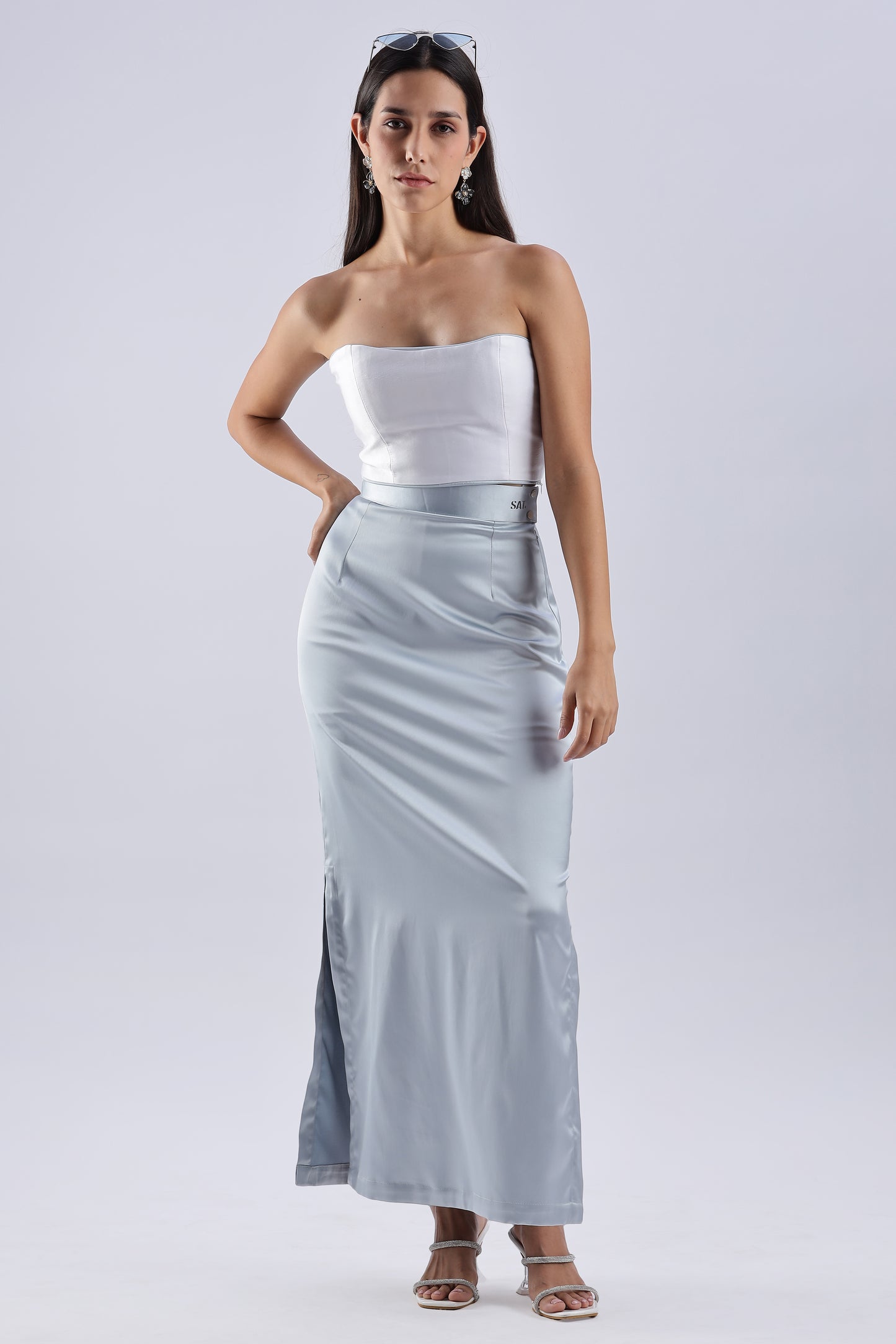 Satin Double Slit Skirt