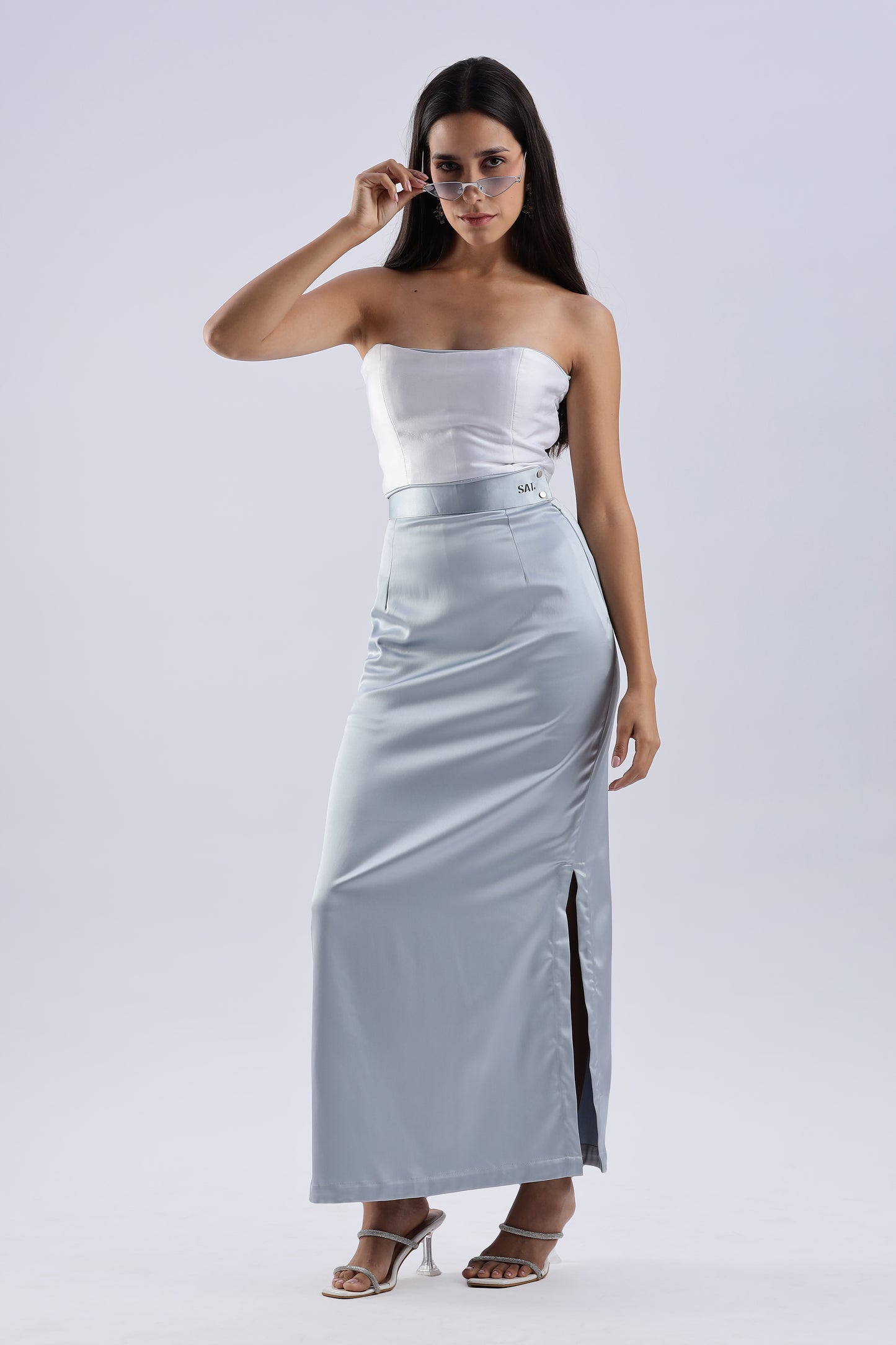 Satin Double Slit Skirt