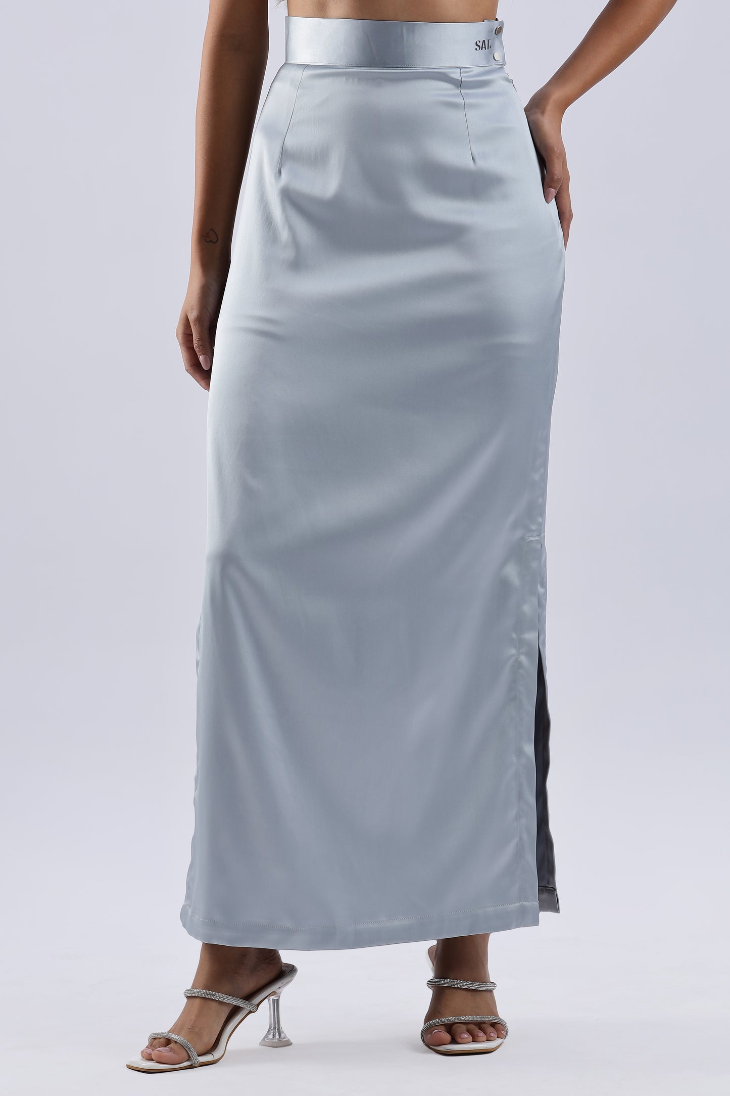 Satin Double Slit Skirt