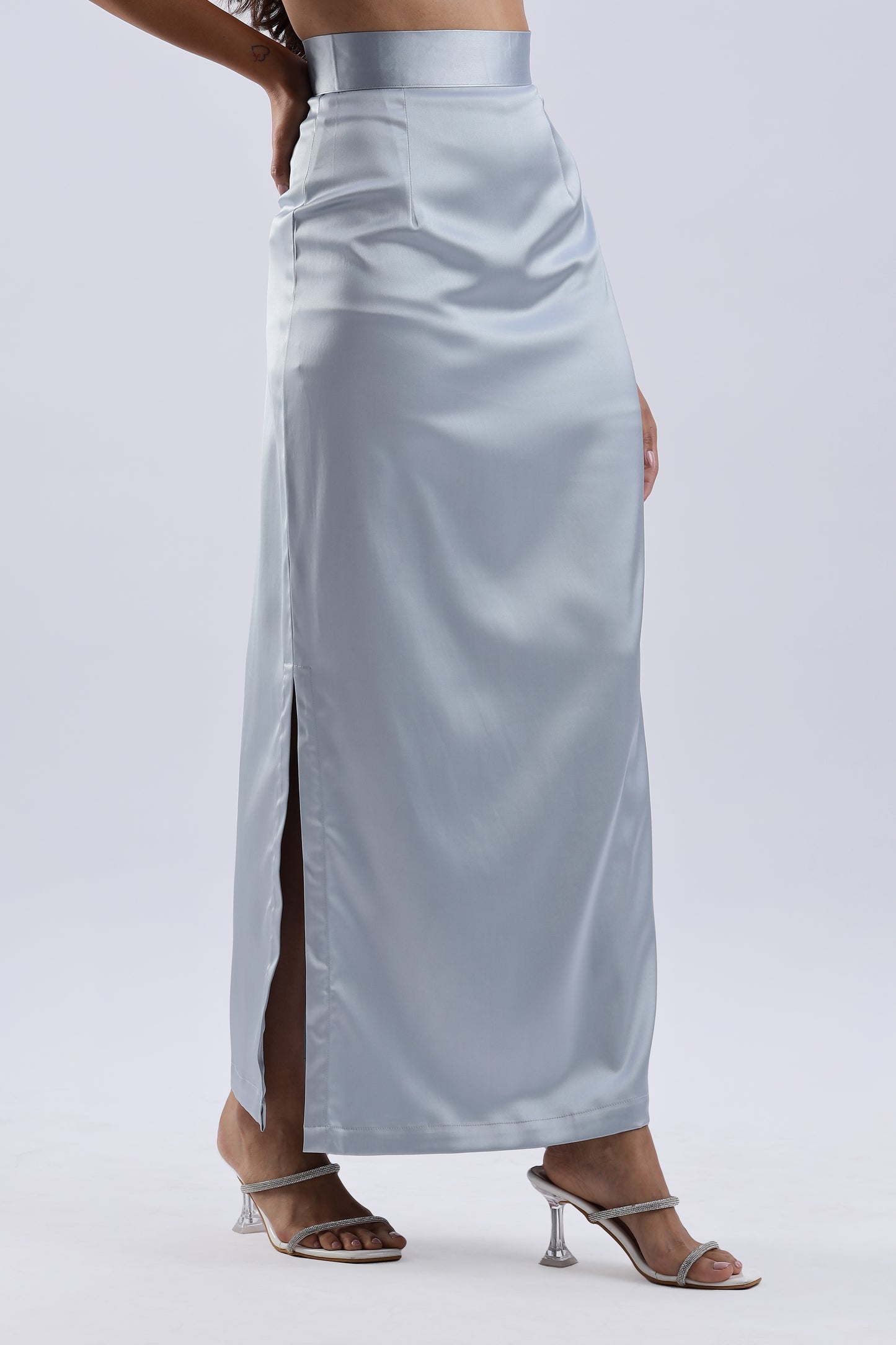 Satin Double Slit Skirt