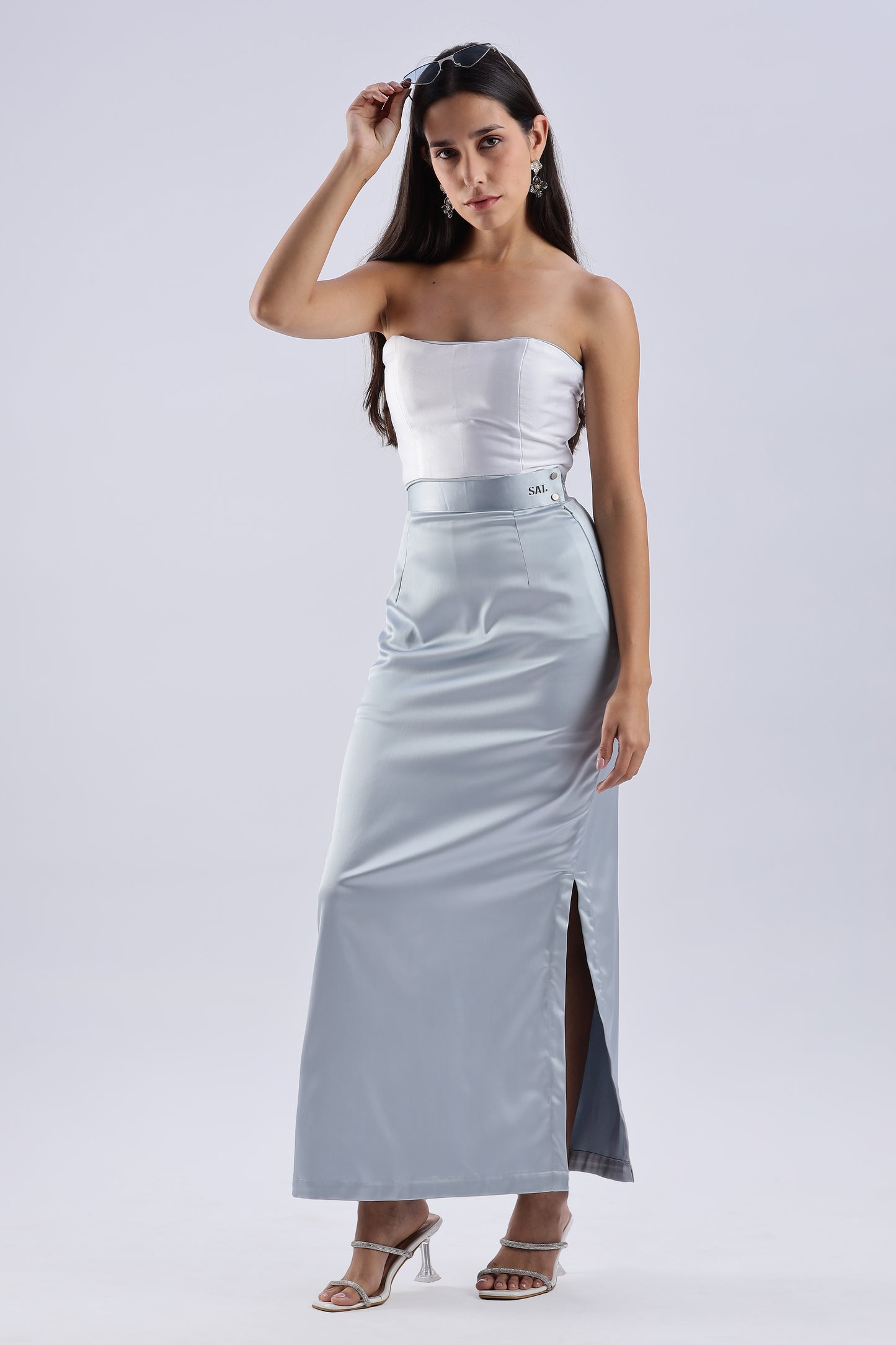 Satin Double Slit Skirt