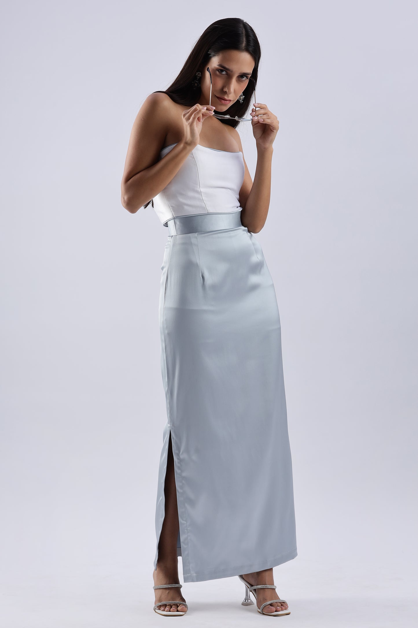 Satin Double Slit Skirt