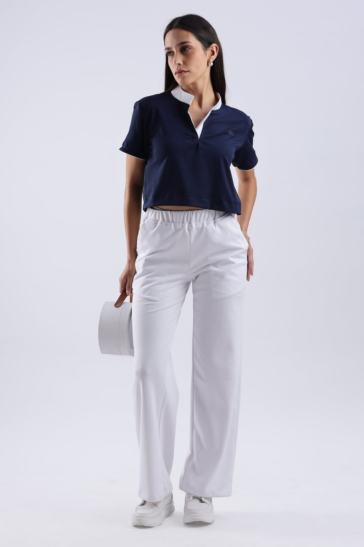 White Mandarin Polo T-Shirt