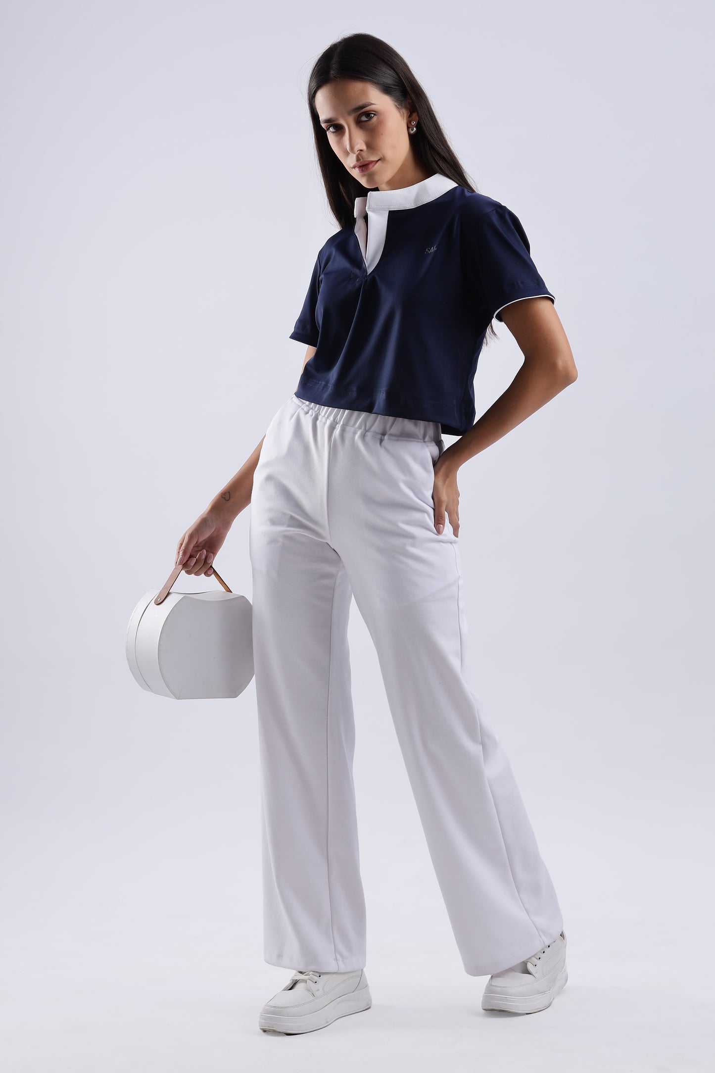 White Mandarin Polo T-Shirt
