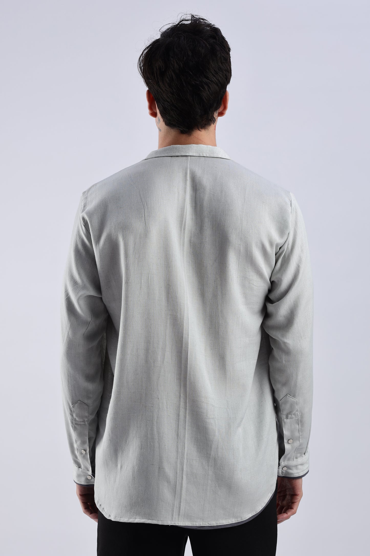 Flowy V Neck wind Shirt 'Light Grey'