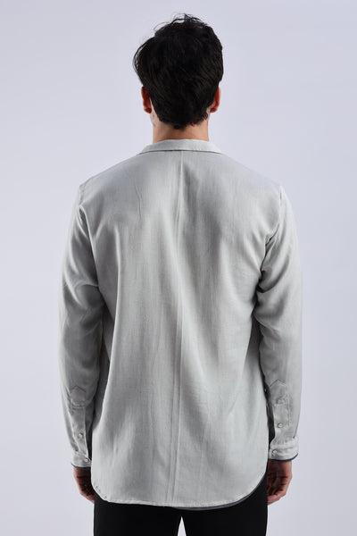 Flowy V Neck wind Shirt 'Light Grey'