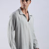 Flowy V Neck wind Shirt 'Light Grey'