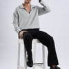 Flowy V Neck wind Shirt 'Light Grey'