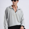 Flowy V Neck wind Shirt 'Light Grey'