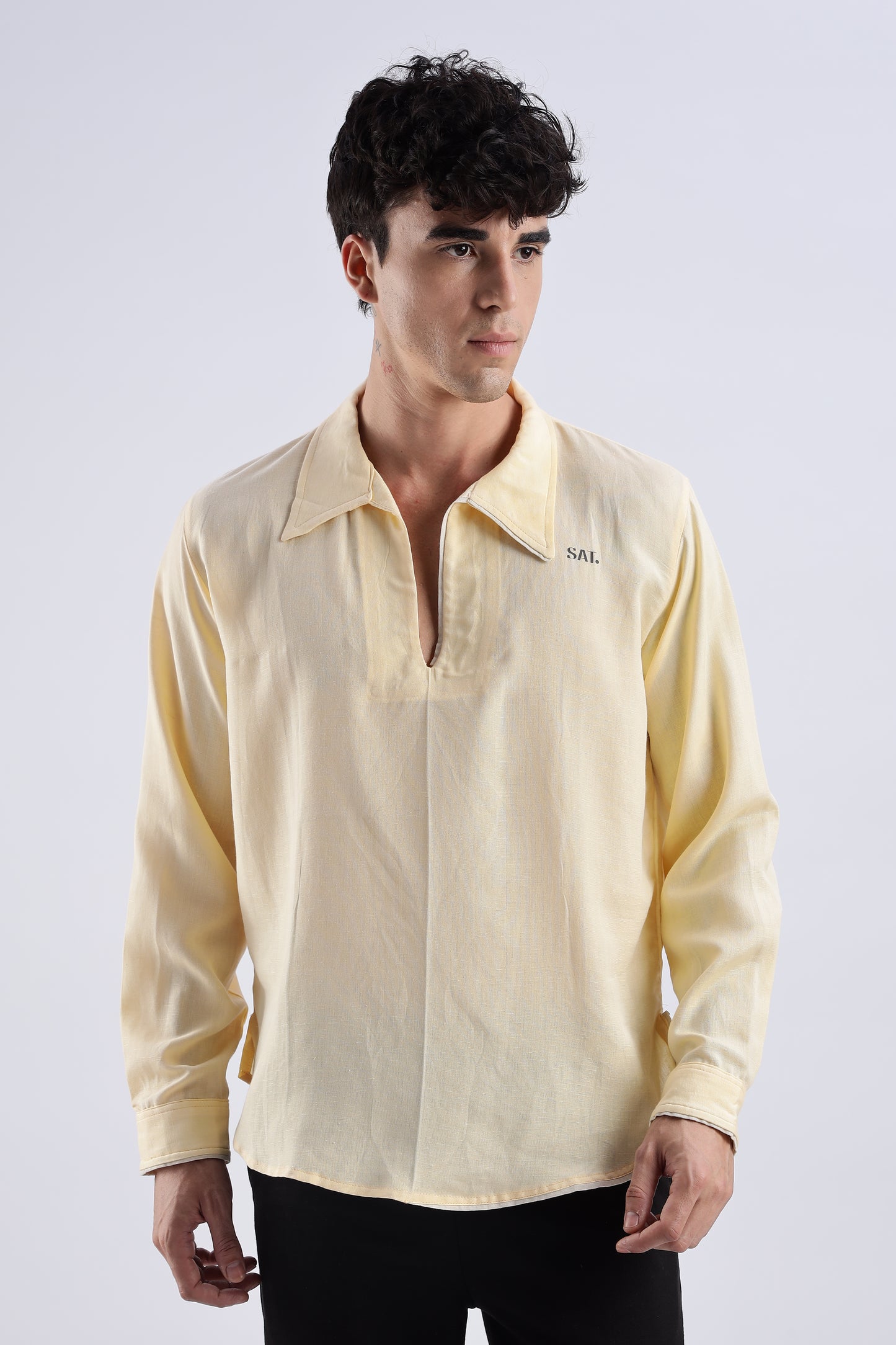 Flowy V Neck wind Shirt 'Yellow'