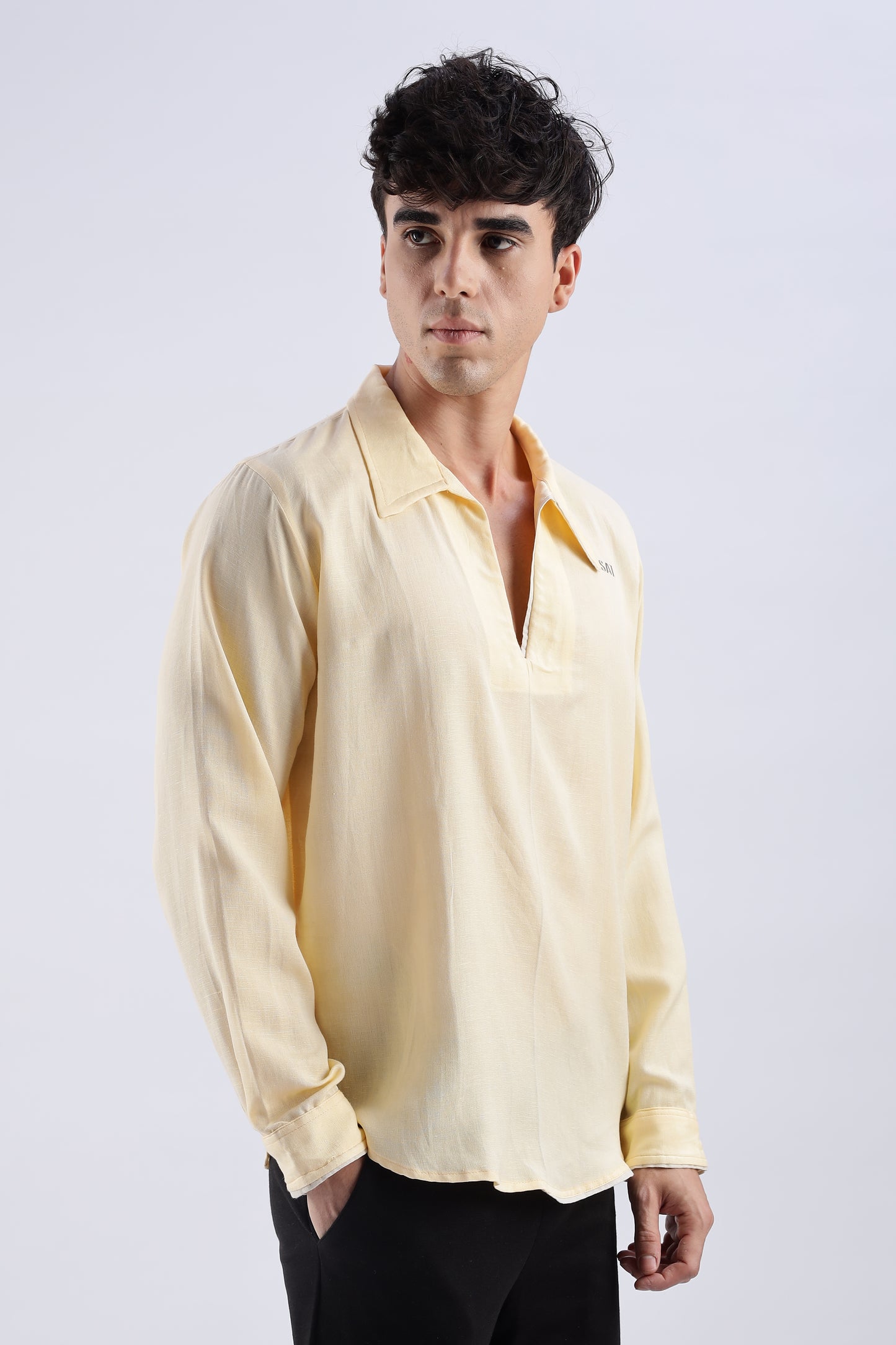Flowy V Neck wind Shirt 'Yellow'