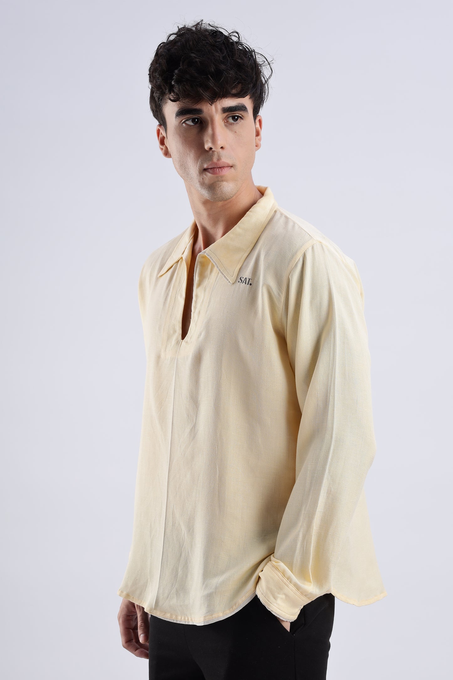 Flowy V Neck wind Shirt 'Yellow'