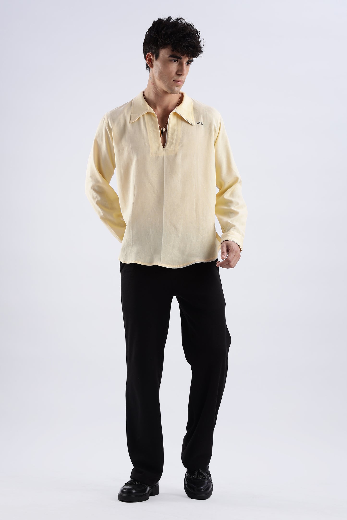 Flowy V Neck wind Shirt 'Yellow'
