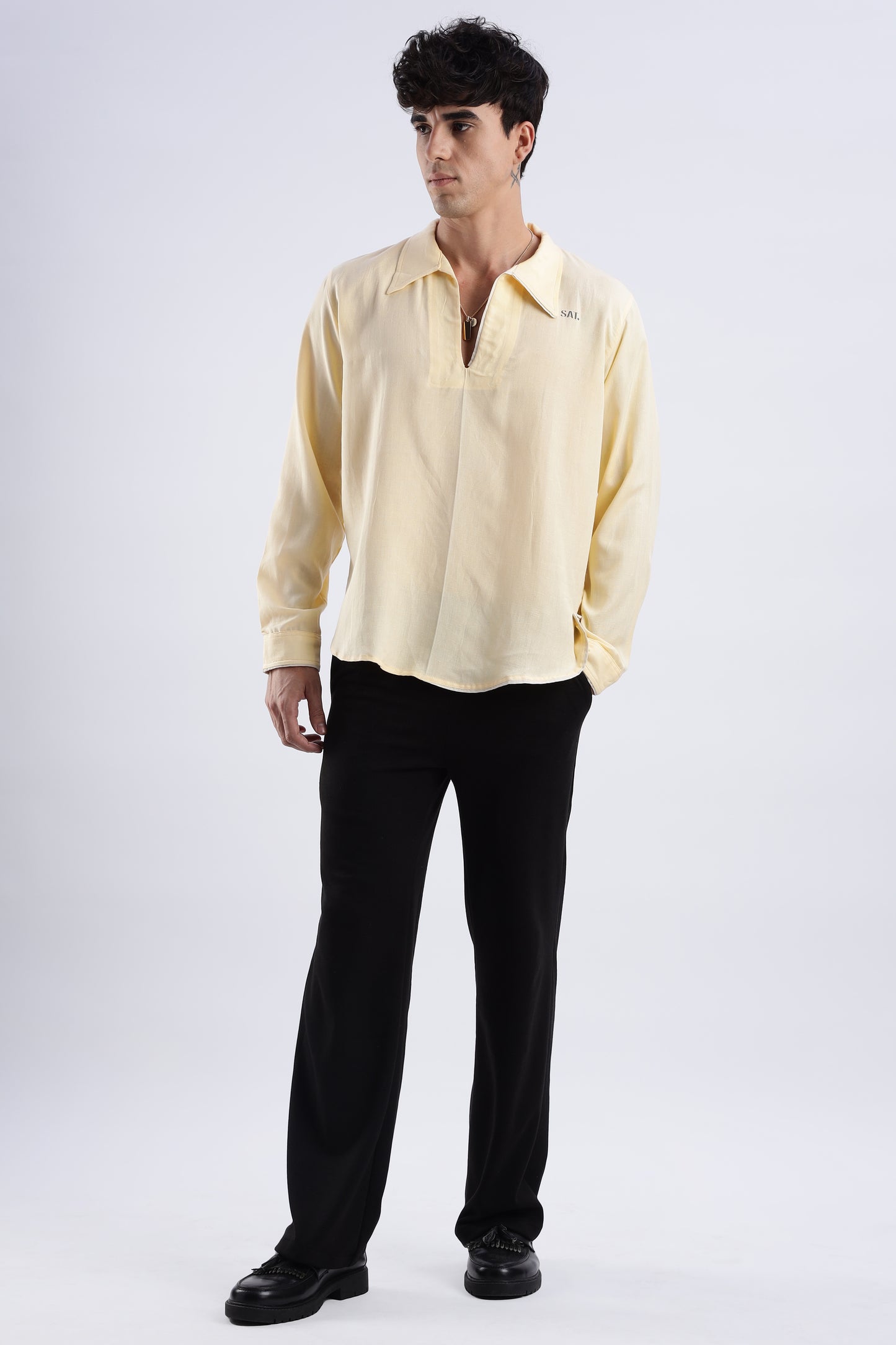 Flowy V Neck wind Shirt 'Yellow'