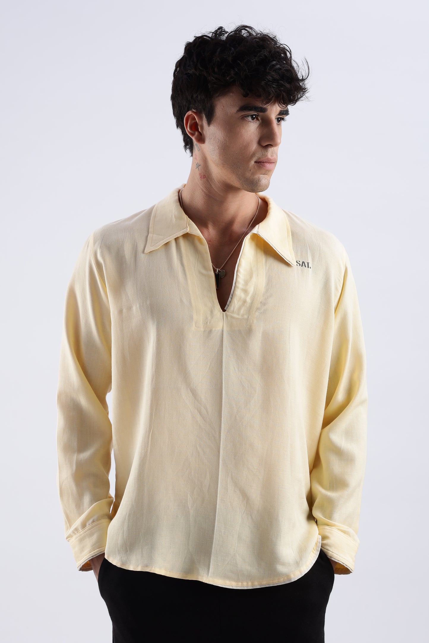 Flowy V Neck wind Shirt 'Yellow'