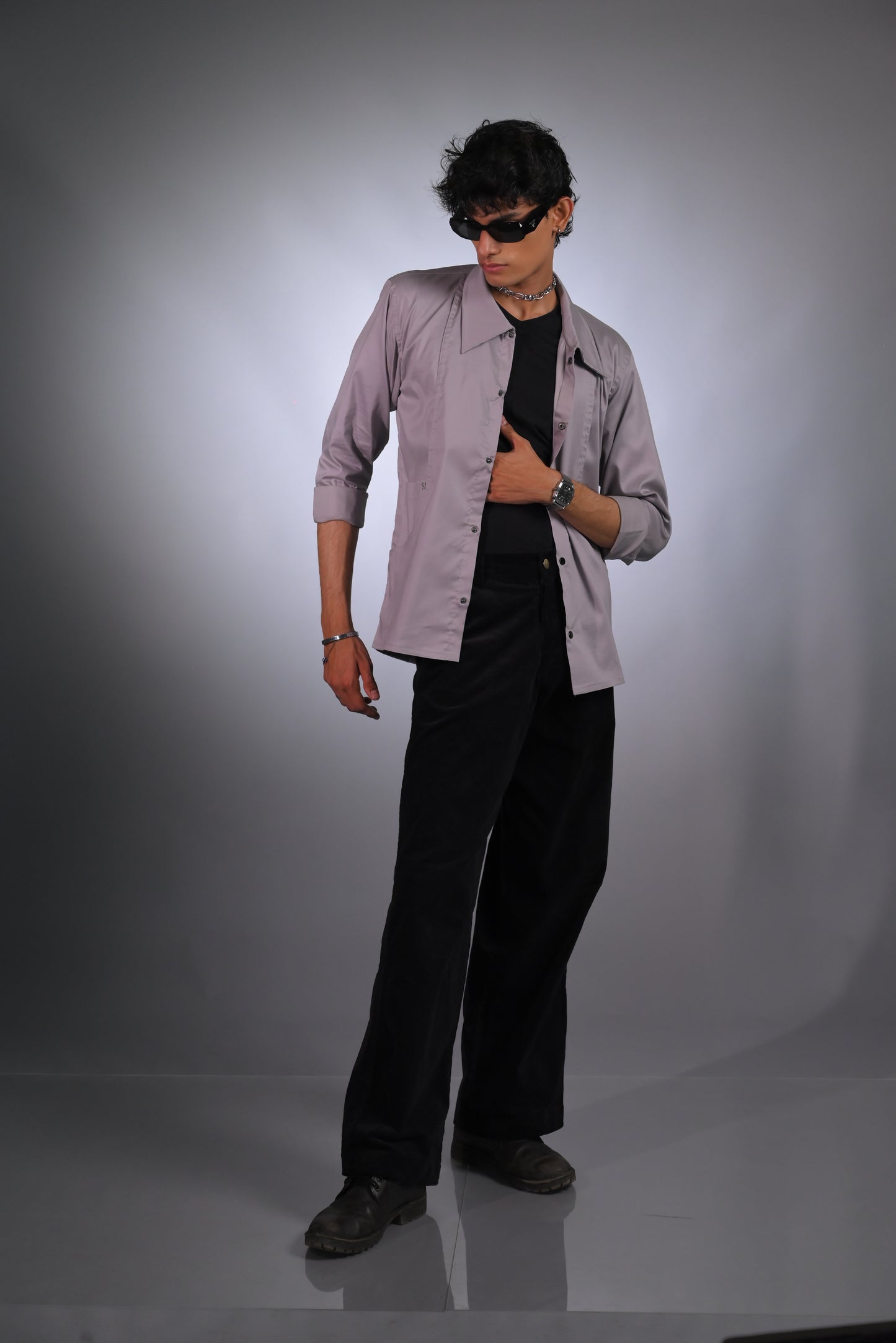 Cool Grey Panel Shirt