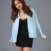 Light Blue Cotton Jacket - Inverted Box Pleat Jacket